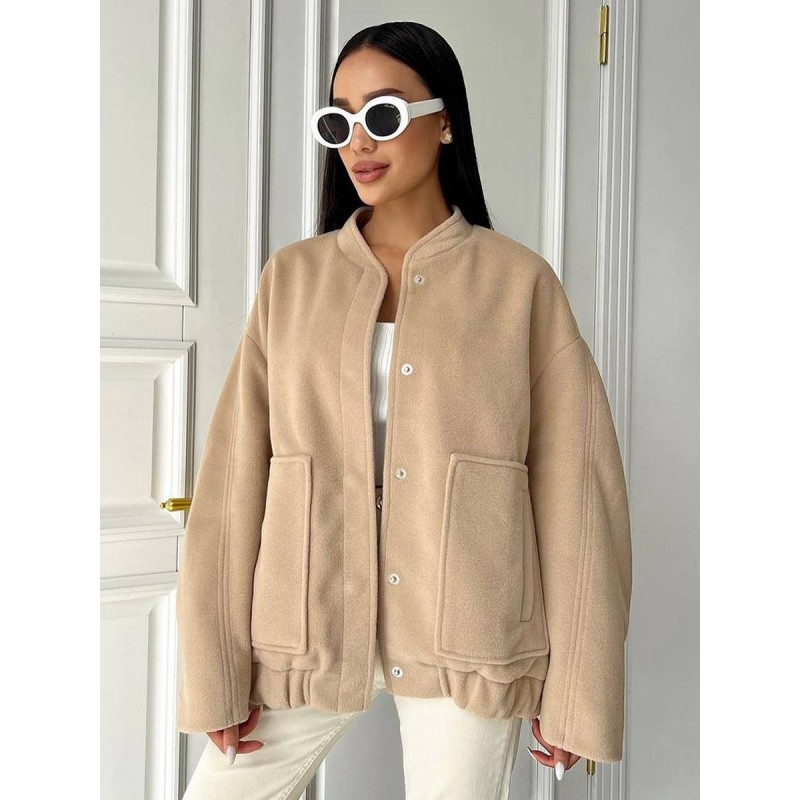 Women's Jackets Stand Collar Front Button Casual Buttons Daily Casual Khaki Jacket For Women Bomber Fall Winter