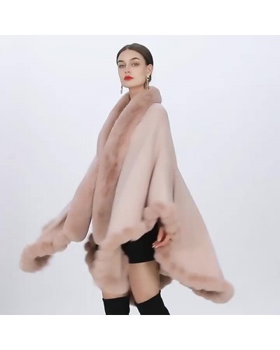 Women Poncho Coat Faux Fur Cape Winter Outerwear 2023 Classic  Traditional Casual