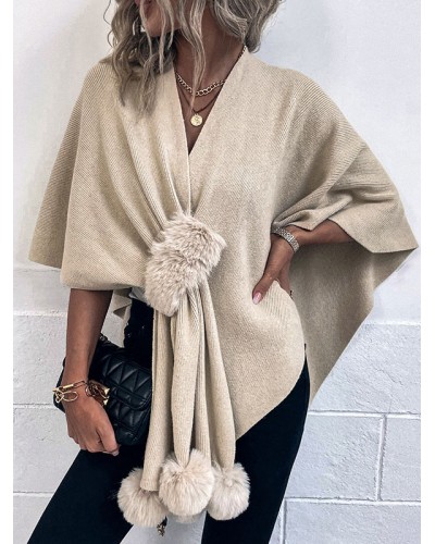 Women Poncho V-Neck Gray Cape Spring Outerwear 2023 Classic  Traditional Casual Night Out Indoor Field