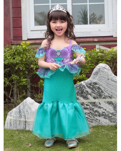 Kids Mermaid Costume 2-Piece Set Princess Dress Costume Outfit Party Holiday Ball Cosplay