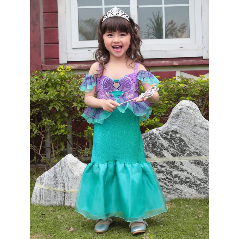 Kids Mermaid Costume 2-Piece Set Princess Dress Costume Outfit Party Holiday Ball Cosplay