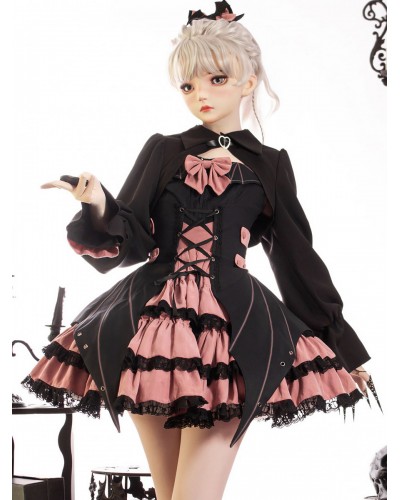 Gothic Lolita Dresses Bows Lace Pink Pink