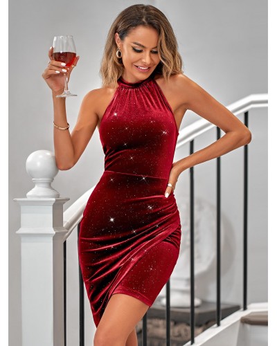 Women Birthday Party Dresses Dark Green Jewel Neck Sleeveless Asymmetrical Semi Formal Dress Bodycon Winter