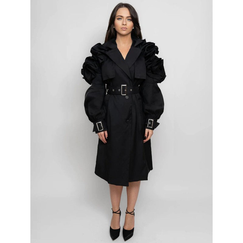 Trench Coat Modern Turndown Collar Long Sleeves Outerwear Trench Coats Spring Fall