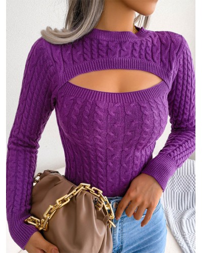 Pullovers For Women Purple Long Sleeves Acrylic Sweaters Sexy Street Wear